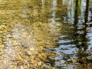 Flowing water with a backdrop of mossy rocks