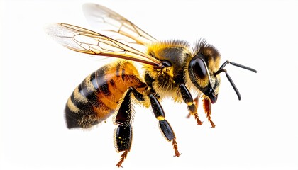 Close-up of a honeybee on white background