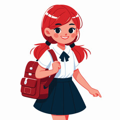 Happy School Girl with Backpack – Back to School Vector