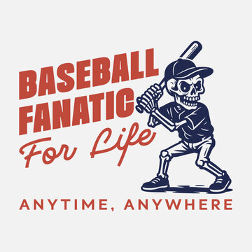 The skeleton is playing baseball, vector illustration t shirt design