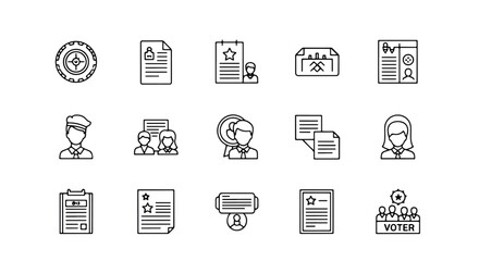 Line editable icon set of business and career related icons line icon set