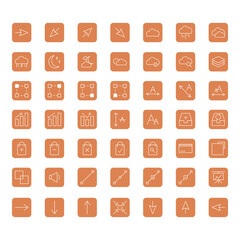 A modern and clean set of flat UI icons designed within square backgrounds
