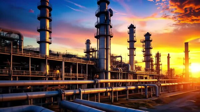 Industrial Refinery Plant at Sunrise, Oil and Gas Industry Overview