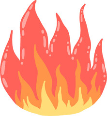 Cartoon Fire Flame Clipart – Cute Red and Yellow Fire Illustration with Transparent Background