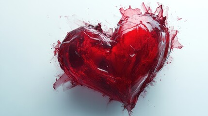 Red liquid heart splash, white background, Valentine's design
