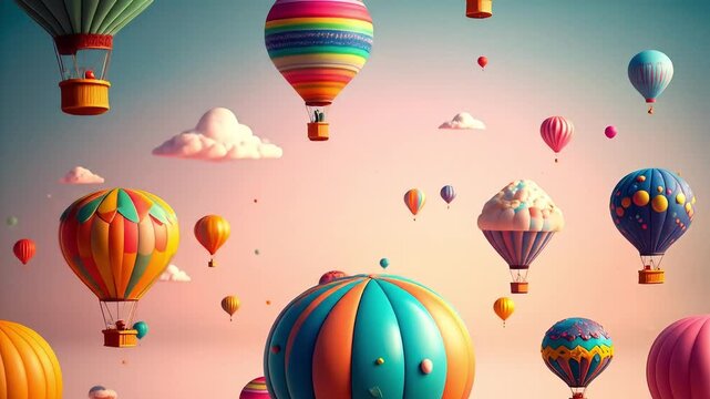 Dreamy Skies: A Colorful Adventure with Whimsical Hot Air Balloons in Flight