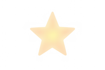 Glowing five-pointed star radiating warm light, isolated on a transparent background, perfect for festive designs