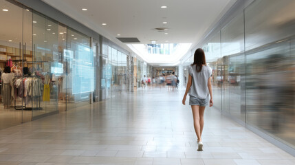 person navigating through modern shopping mall engaging with augmented reality ar navigation features on sleek