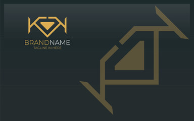 Letter K logo forming a gem symbol in gold color