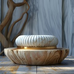 White golden luxury 3d round podium for product display, Elegant white round podium, Minimal white circular platform, product mockup, mockup, podium
