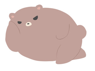 肘をついて寝転がる くま 主線なし