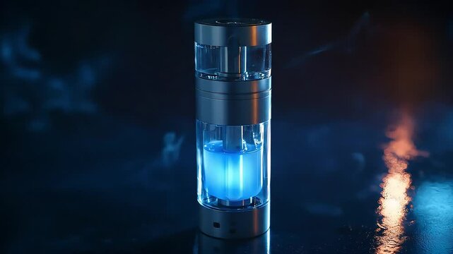 Futuristic Energy Pod with Glowing Blue Core and Mystical Smoke Effects