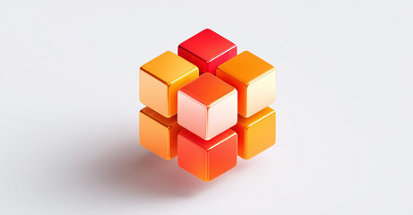 Colorful interlocking cubes forming a larger cube structure