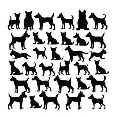 Fototapeta premium Diverse Collection of Canine Silhouettes Presenting Various Dog Breeds and Poses Against a Clean White Background Showcasing Breed Diversity