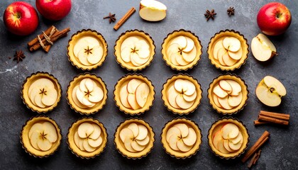 Apple tarts in preparation