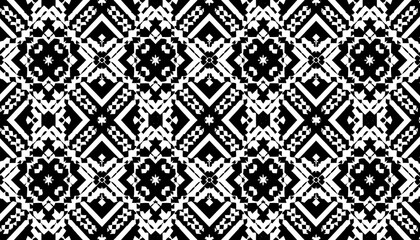 Intricate monochrome geometric composition featuring a seamless and tessellated design