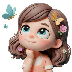 Daydreming child ,transparent background