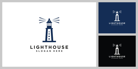 Lighthouse searchlight beacon tower island simple logo design