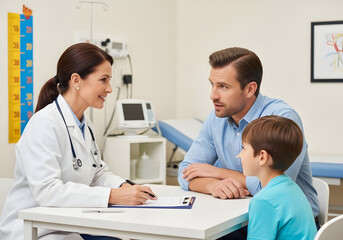 Obraz premium Doctor Consulting Patient in Clinic 