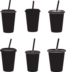 Six Disposable Coffee Cups Silhouette Collection