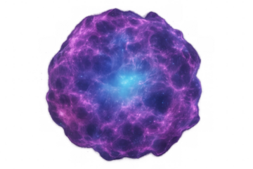 Cosmic nebula radiating vivid purple-blue hues, exploding with luminescent energy across dark stellar expanse