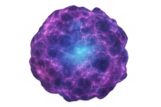 Cosmic nebula radiating vivid purple-blue hues, exploding with luminescent energy across dark stellar expanse