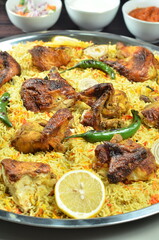 Nasi Kebuli, Indonesian variation of pilaf with Arabic rice influence, cook with goat, lamb or chicken, Spiced  with Clove, Cinnamon and garlic.