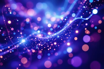 Abstract design with glowing particles and vibrant colors.