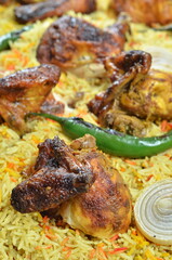 Nasi Kebuli, Indonesian variation of pilaf with Arabic rice influence, cook with goat, lamb or chicken, Spiced  with Clove, Cinnamon and garlic.