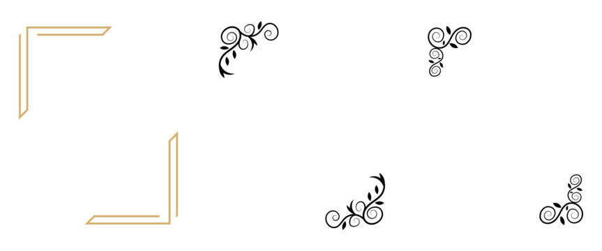 Minimalist Gold Floral Corner Ornaments  Vector Design for Invitations - Powered by Adobe