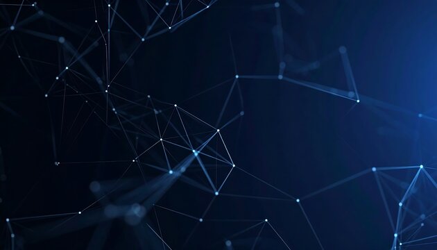 Abstract dark blue background with a plexus of interconnected nodes and lines