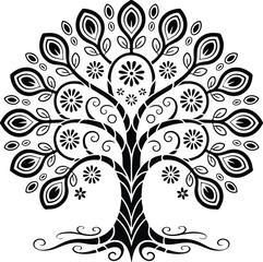 Decorative Floral Holiday Tree SVG

