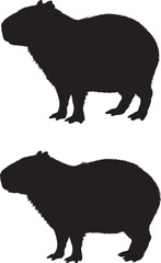 Two Capybara Silhouettes Side Profile View Silhouette