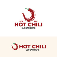Silhouette of hot chili pepper logo design 