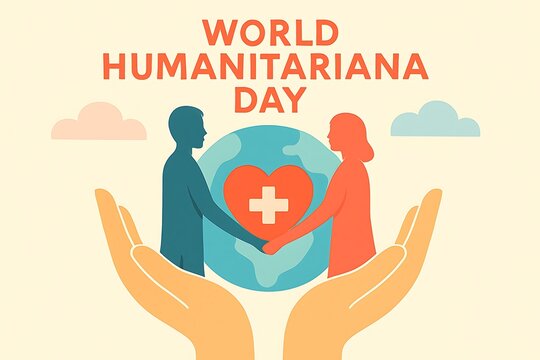 Stylized illustration of humanitarian support and global care world people - Powered by Adobe