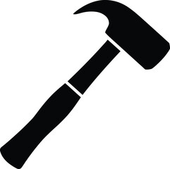 Black silhouette of a claw hammer on a white background