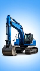 Blue excavator on a gradient background