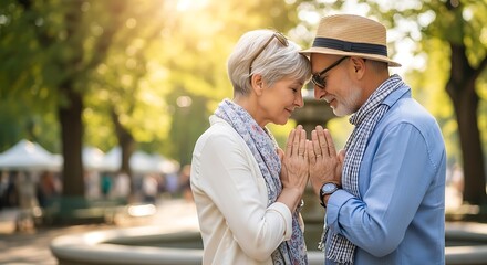Fototapeta premium outdoor senior couple happy lifestyle together 