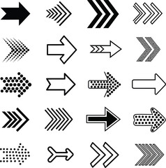 Collection of diverse arrow icons and symbols