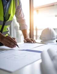 Architect reviewing blueprints (1)