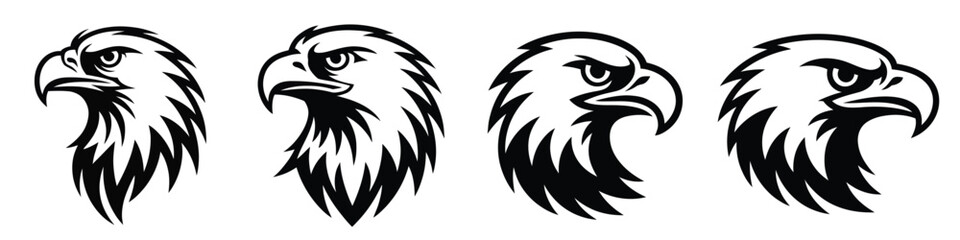 Obraz premium Powerful Eagle Heads Mascot Vector Illustration Majestic Bird Design for Sports Logos