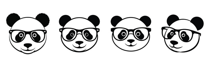 Obraz premium Set of Cute Panda Head Glasses Vector Illustration 