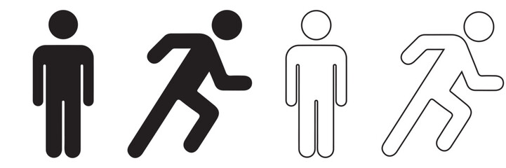human person walking icon . isolated transparent people walk black outline and filled version of vector illustration	