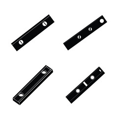 Tools & DIY Equipment Silhouettes &ndash; Spirit Level and Bubble Level Icon Set Isolated on White Background
