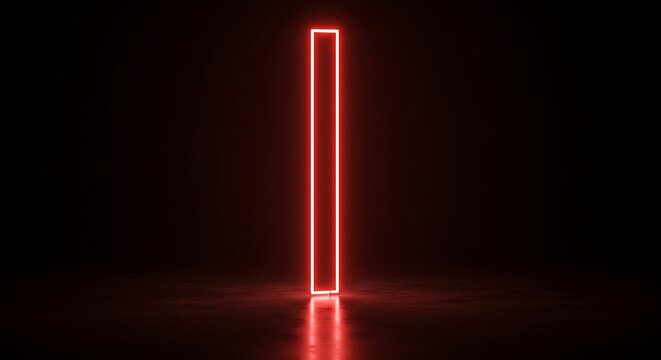 Abstract Red Neon Light Reflection on Dark Surface