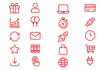 Benefit, offer and reward editable stroke outline icons set isolated flat illustration on white background