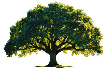 Obraz premium Large green tree with expansive branches and vibrant leaves creates serene atmosphere, symbolizing nature beauty and tranquility