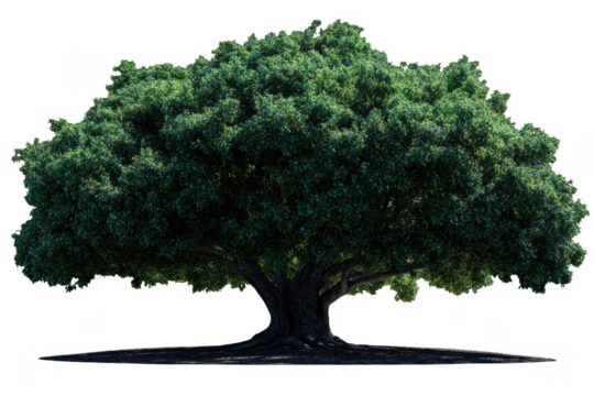 Large green tree with wide canopy and dense foliage, providing shade and sense of tranquility. Its branches extend gracefully, creating natural haven for wildlife