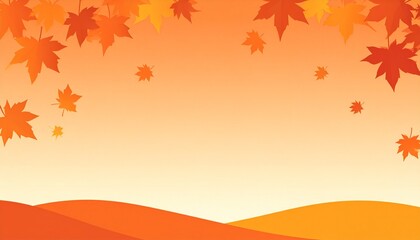 Autumnal landscape with falling maple leaves, soft orange tones.