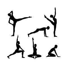silhouettes of yoga poses